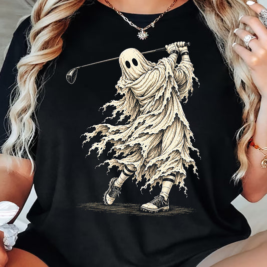Halloween Golf Ghost T-shirt, Boo On The Back Nine Sport Tees, Spooky Season Gift For Golf Lovers