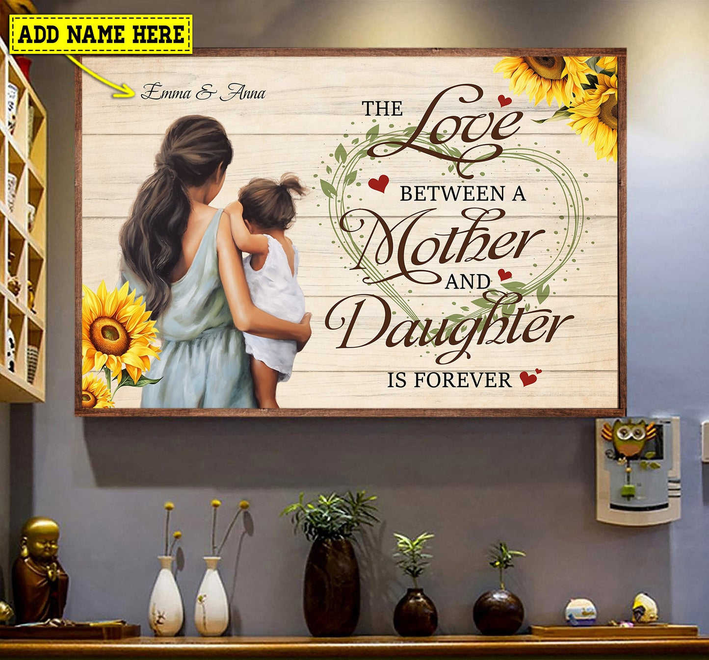 Personalized Valentine's Day Gift, The Love Between A Mother And Daughter, Motivational Canvas Painting, Inspirational Quotes Wall Art Decor, Valentines Poster Gift For Your Daughter