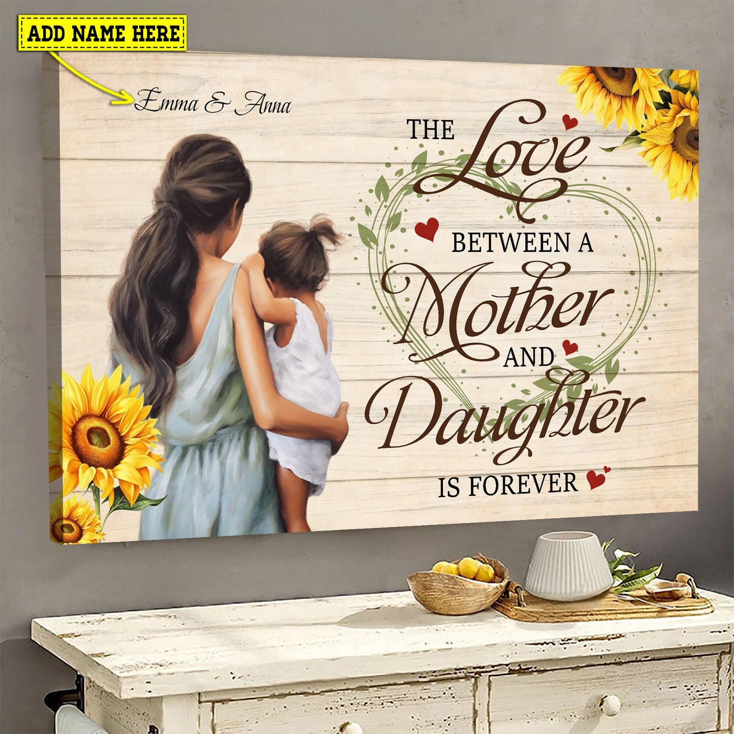 Personalized Valentine's Day Gift, The Love Between A Mother And Daughter, Motivational Canvas Painting, Inspirational Quotes Wall Art Decor, Valentines Poster Gift For Your Daughter