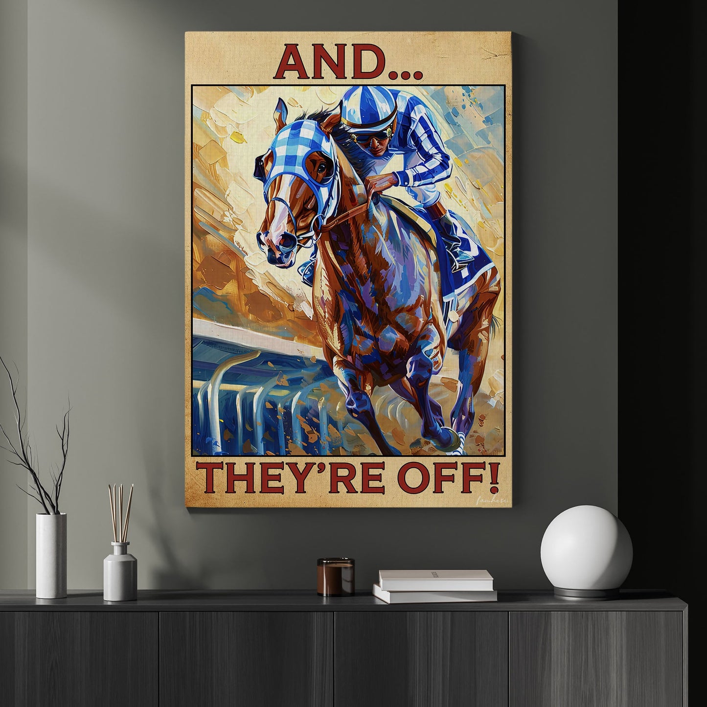 Secretariat Canvas Painting, And They're Off, Jockey Wall Art Decor, Poster Gift For Horse Racing Lovers