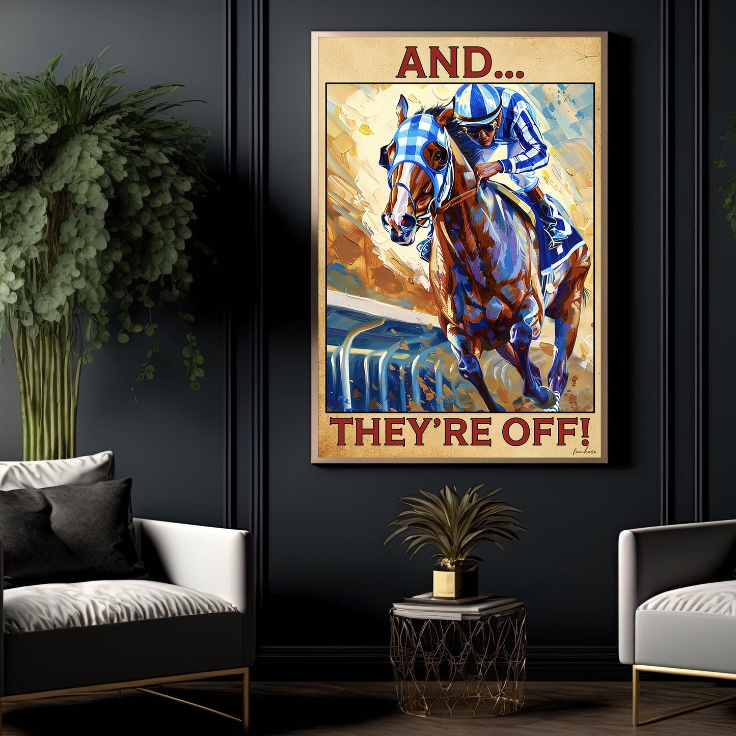 Secretariat Canvas Painting, And They're Off, Jockey Wall Art Decor, Poster Gift For Horse Racing Lovers