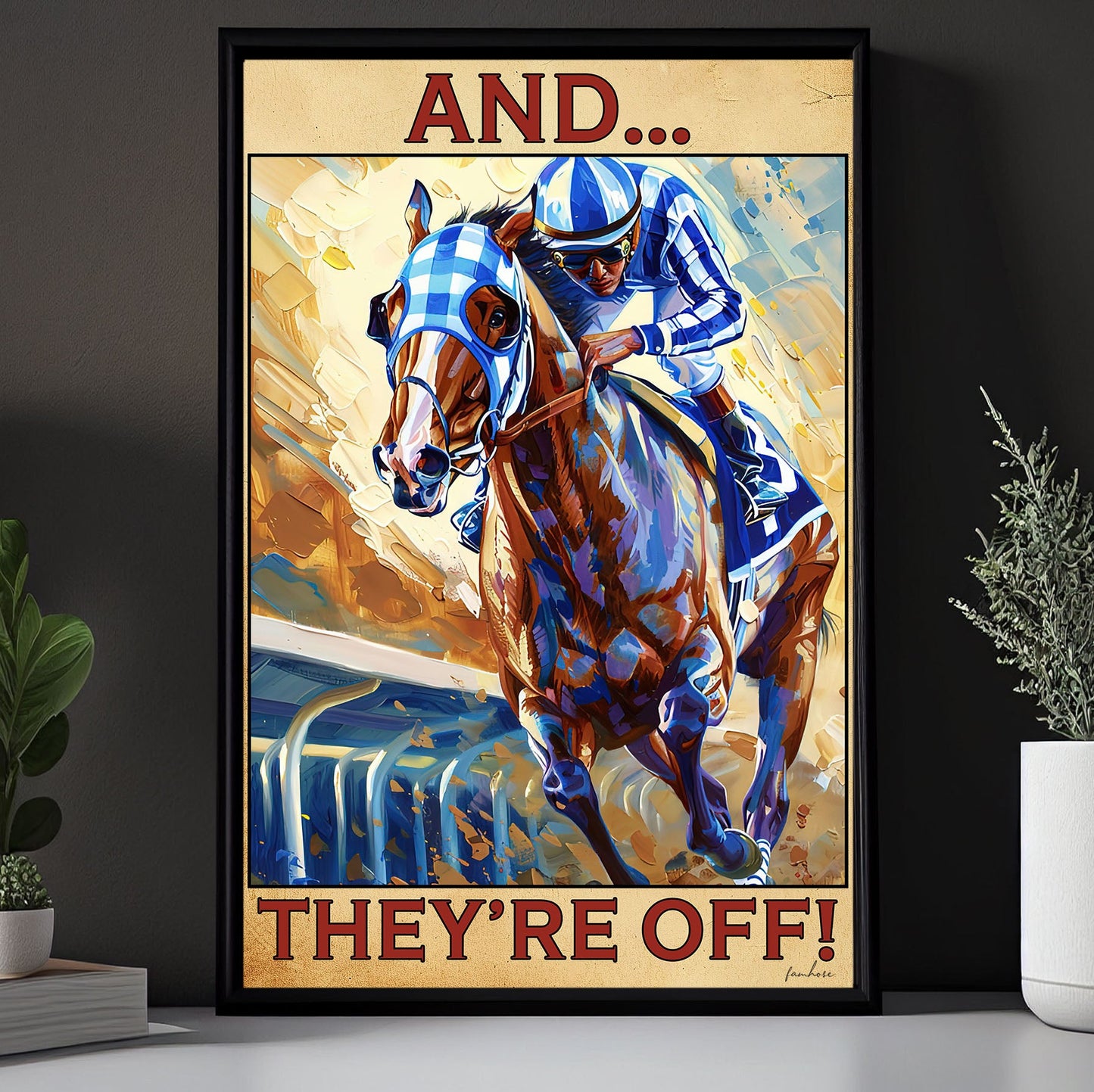 Secretariat Canvas Painting, And They're Off, Jockey Wall Art Decor, Poster Gift For Horse Racing Lovers