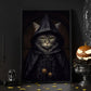 Cool Black Cat Witch Spooky Halloween Canvas Painting, Wall Art Decor - Dark Cat Witch Halloween Poster Gift