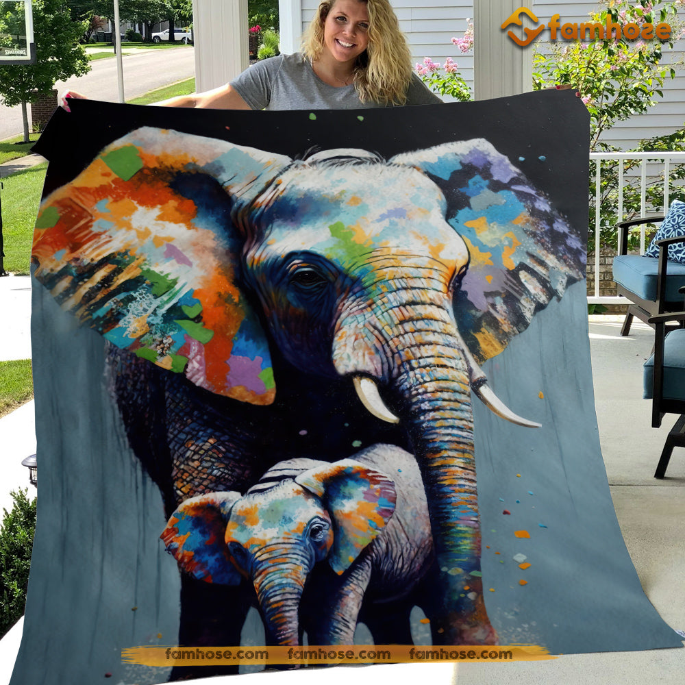 Mother's Day Elephant Blanket, Elephant Mom Protect Her's Daughter Fleece Blanket - Sherpa Blanket Gift For Elephant Lover