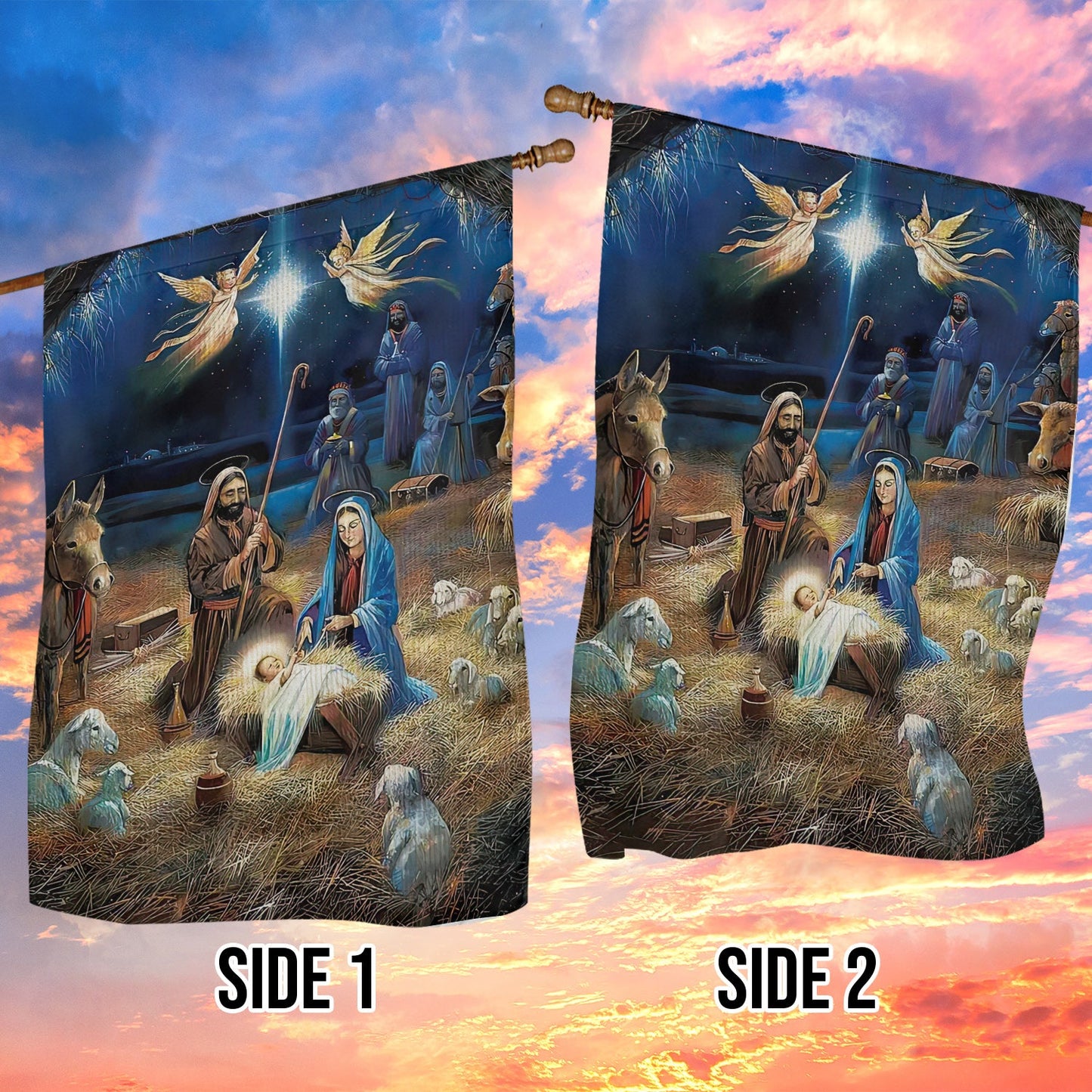 Holy Night Scene A Birth of Our Lord, Nativity Xmas Garden Flag - House Flag Gift, Gift For Christians Lovers