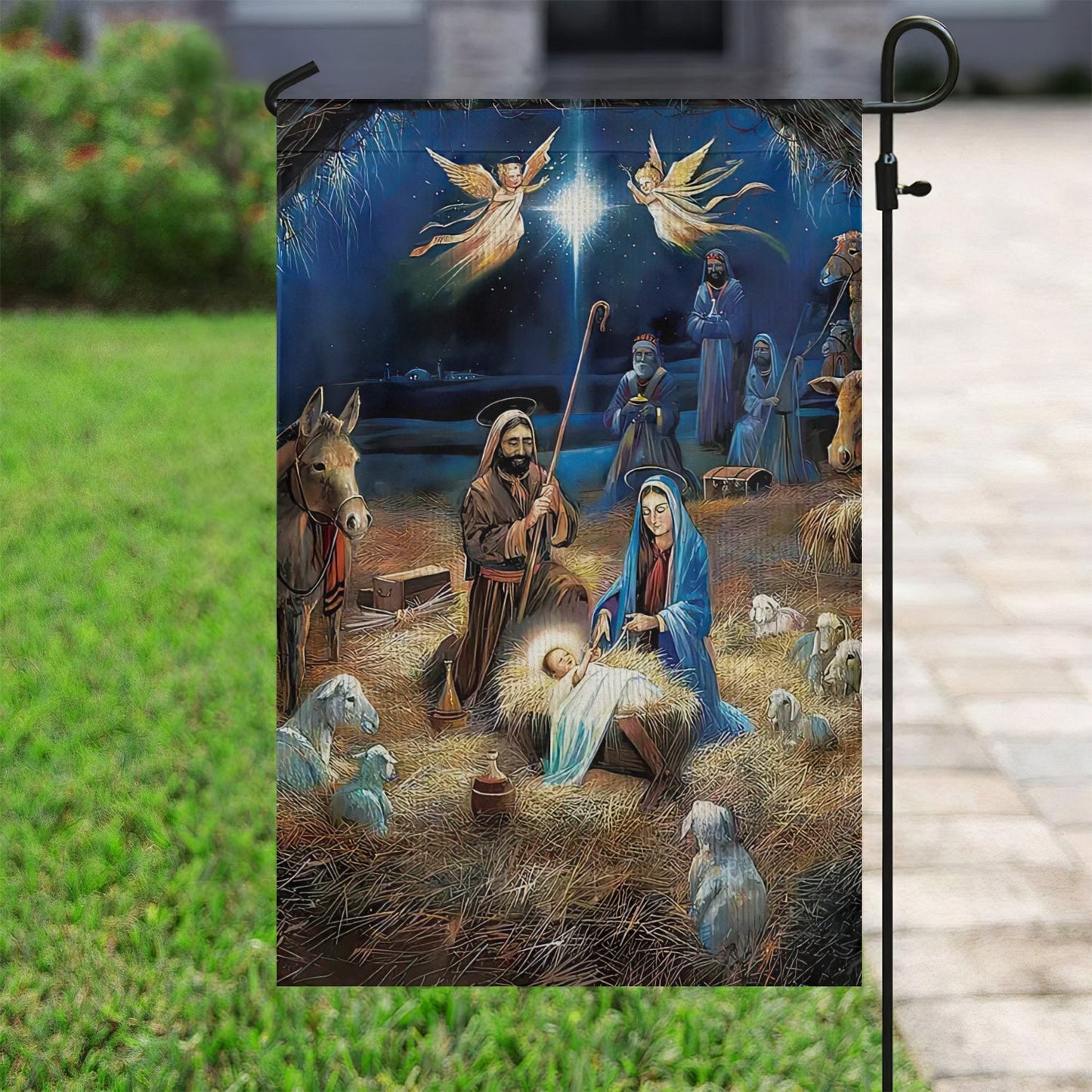 Holy Night Scene A Birth of Our Lord, Nativity Xmas Garden Flag - House Flag Gift, Gift For Christians Lovers