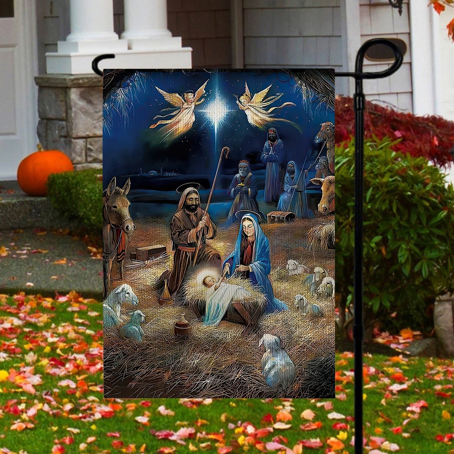 Holy Night Scene A Birth of Our Lord, Nativity Xmas Garden Flag - House Flag Gift, Gift For Christians Lovers
