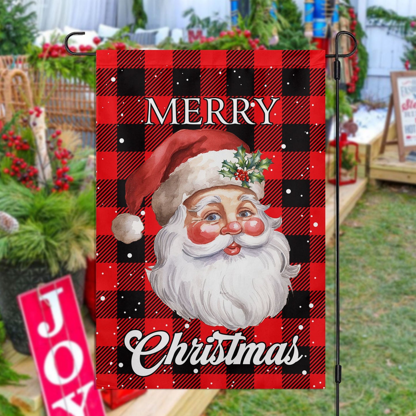 Merry Christmas, Santa Claus Xmas Garden Flag & House Flag, Christmas Flag Gift For Santa Claus Lovers