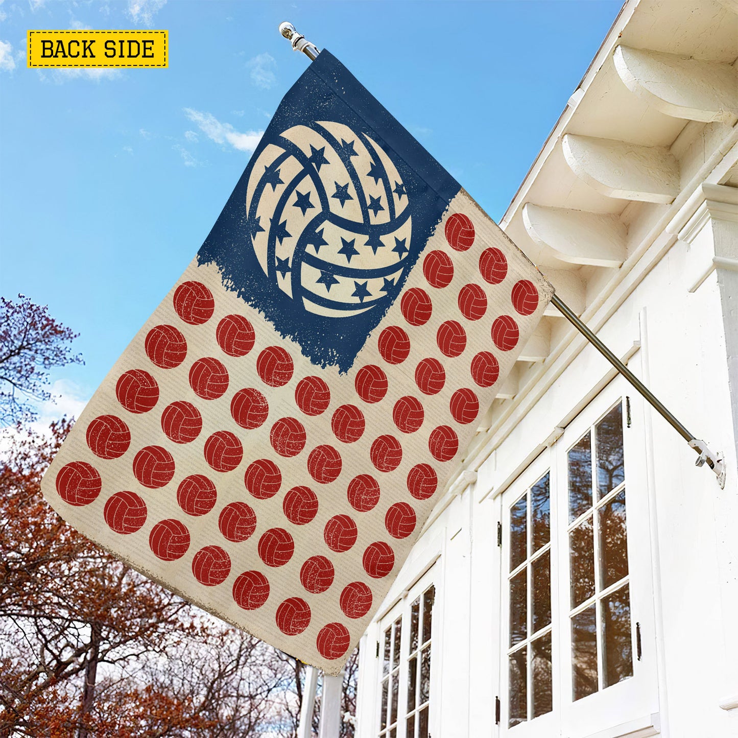 July 4th Volleyball Garden Flag & House Flag, Stars Stripes And Spikes Outdoor Decor, Independence Day Yard Flag Gift For Volleyball Lover