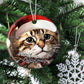 Meowy Christmas Purrfection, Cat Circle Ceramic Ornament Christmas Gift For Cat Lovers