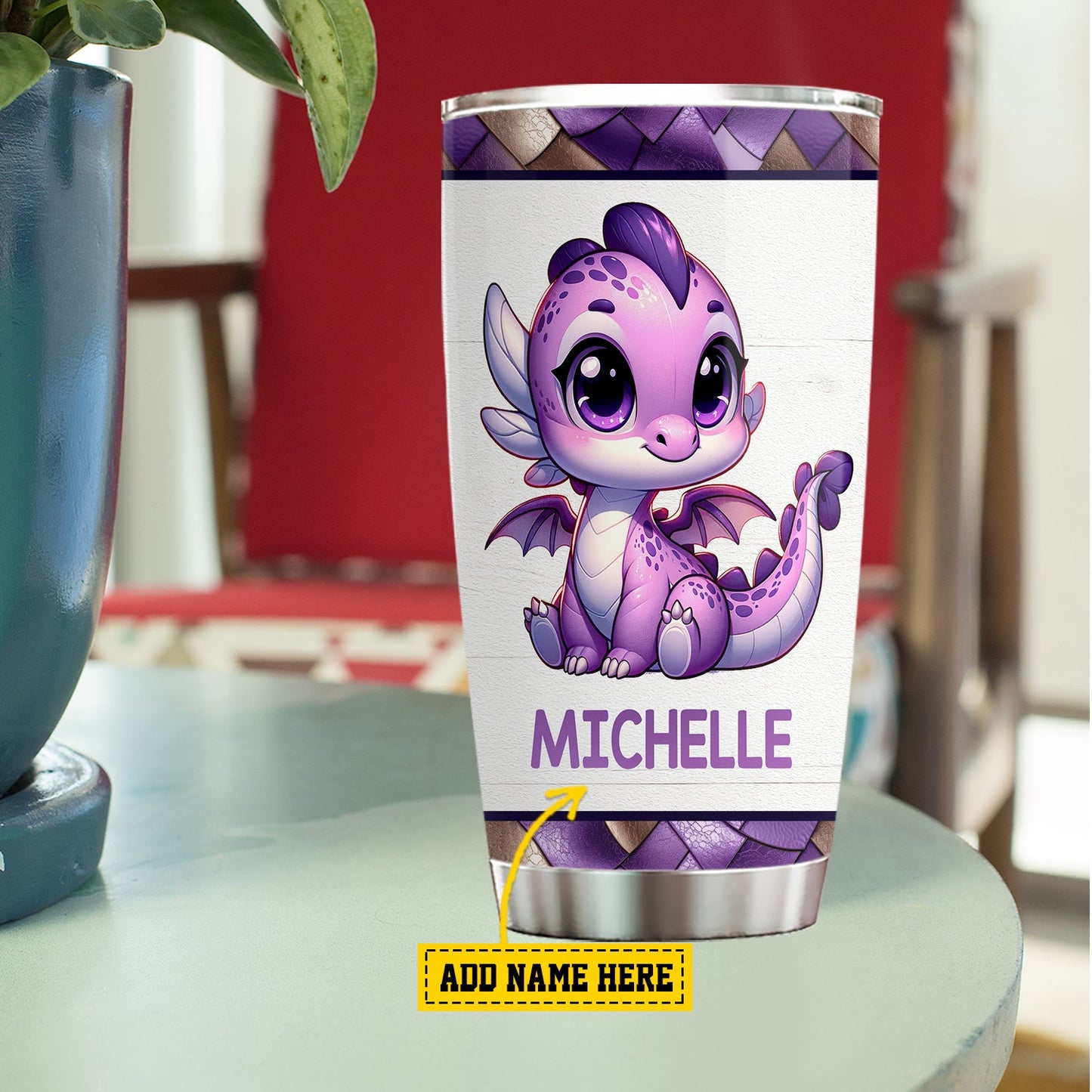 Cute Personalized Dragon Tumbler, My Spirit Animal Is A Grumpy Dragon Who Slaps Annoying People, Stainless Steel Tumbler, Gift For Dragon Lovers