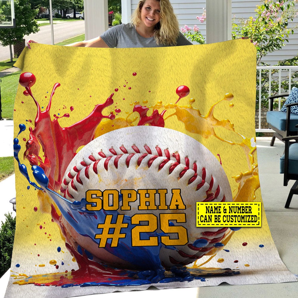 Personalized Baseball Blanket, Beautifull Color Baseball Fleece Blanket - Sherpa Blanket Gift For Baseball Lovers, Baseball Players