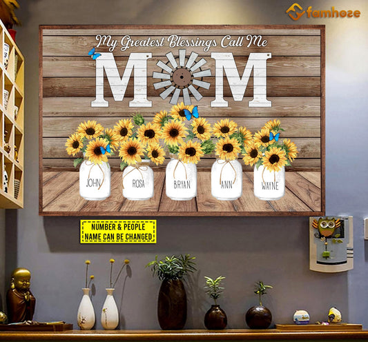 Personalized Mother's Day Poster/Canvas, My Greatest Blessings Call Me Mom, Poster/Canvas Wall Art Gift For Moms From Daughters & Sons