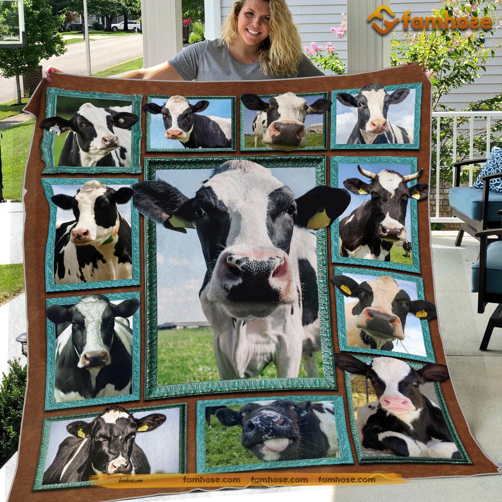 Funny Cow Blanket, Together Cow In The Field Cow Fleece Blanket - Sherpa Blanket Gift For Cow Lover