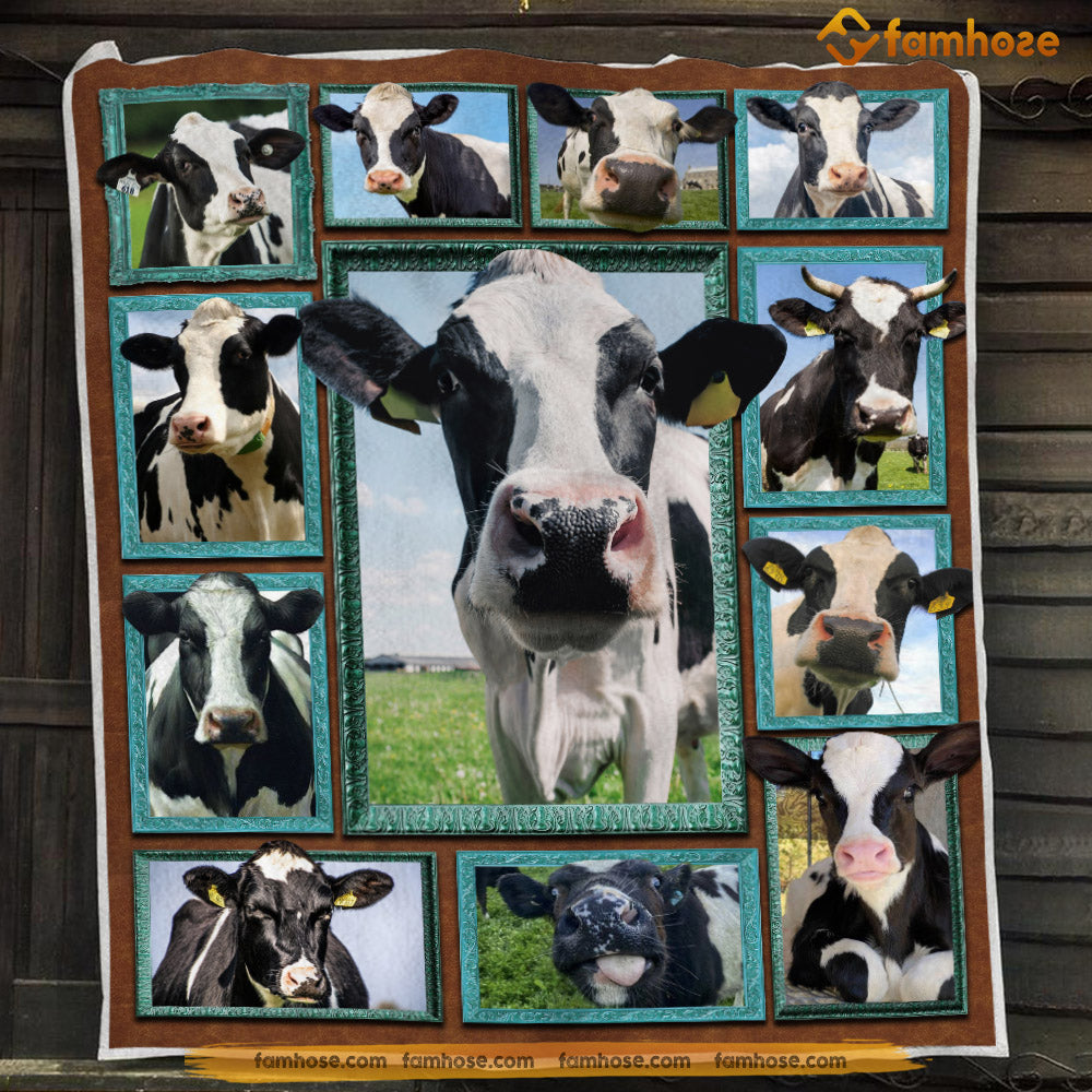 Funny Cow Blanket, Together Cow In The Field Cow Fleece Blanket - Sherpa Blanket Gift For Cow Lover