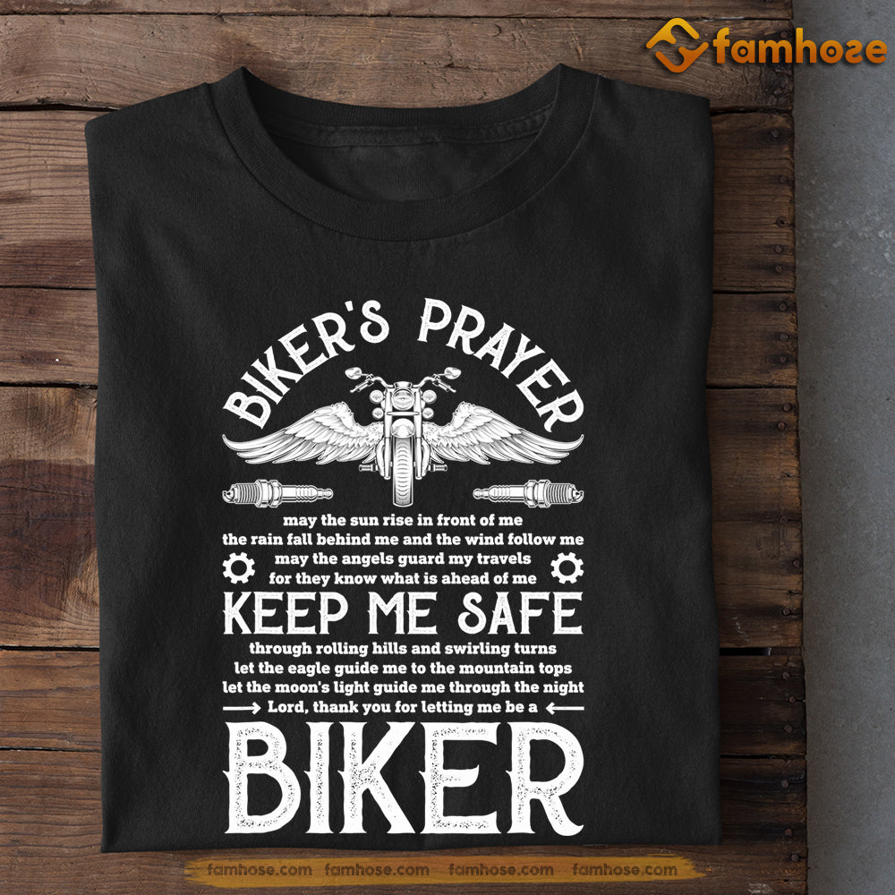 Biker T-shirt, Biker's Prayer Keep Me Safe, Gift For Motorcycle Lovers, Biker Tees