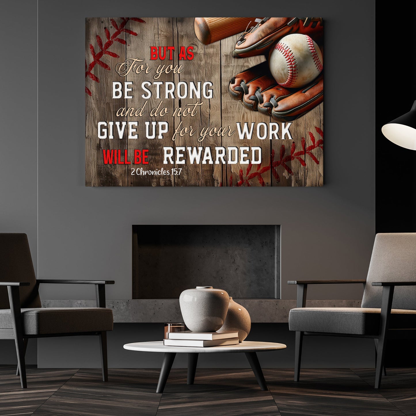 But As For You, Be Strong And Do Not Give Up, Motivational Canvas Painting, Inspirational Quotes Wall Art Decor, Poster Gift For Baseball Lovers