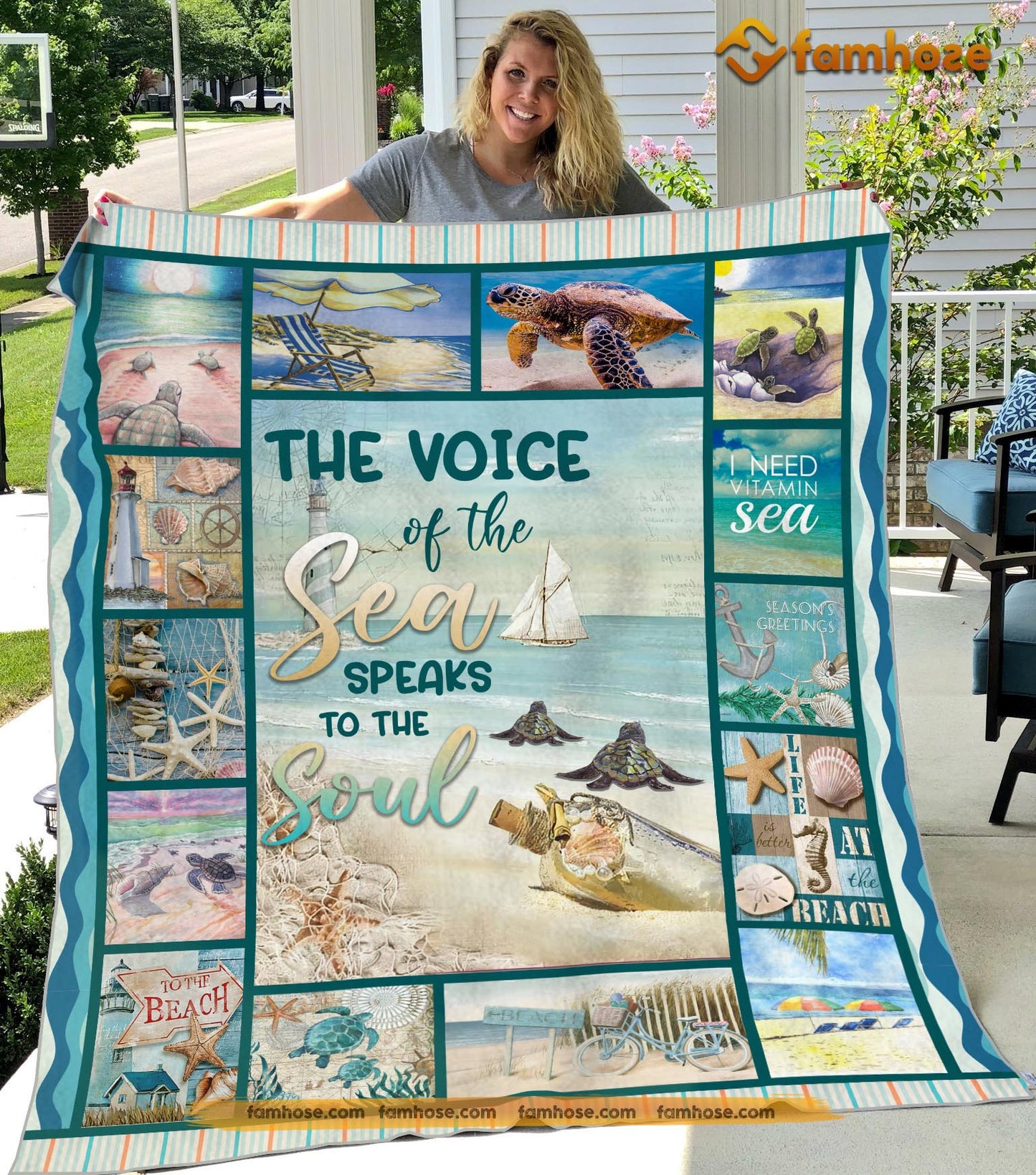 Turtle Blanket, The Voice Of The Sea Speaks To The Soul Fleece Blanket - Sherpa Blanket Gift For Turtle Lover, Turtle Owners