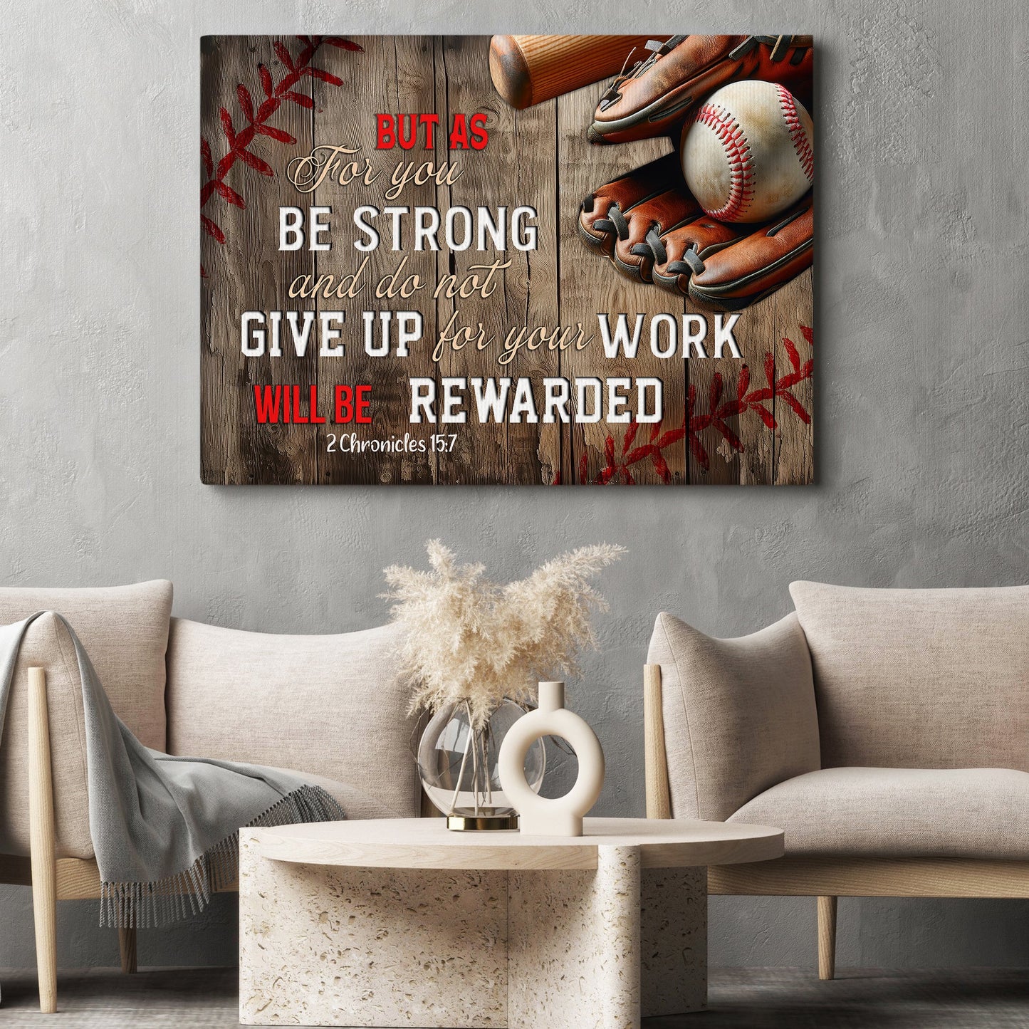 But As For You, Be Strong And Do Not Give Up, Motivational Canvas Painting, Inspirational Quotes Wall Art Decor, Poster Gift For Baseball Lovers