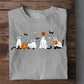 Halloween Black Cat T-shirt, Cats Holding Pumpkins, Gift For Cat Lovers, Cat Owners, Cat Tees