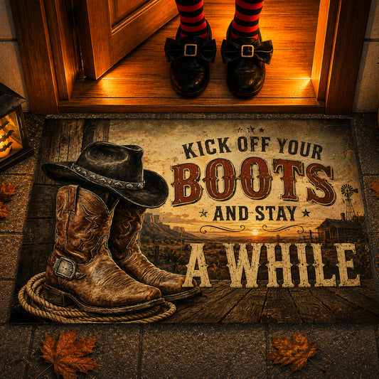Vintage Cowboy Doormat, Kick Off Your Boots Doormat For Home Decor Housewarming Gift For Cowboys
