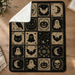 Vintage Halloween Quilt Fleece Blanket, Midnight Curiosities Woven Blanket, Sherpa Blanket Spooky Season Gift For Cat Lover