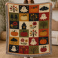 Vintage Halloween Quilt Fleece Blanket, Little Ghosts Of Autumn Woven Blanket, Sherpa Blanket Spooky Season Gift For Ghost Lover