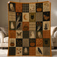 Vintage Halloween Quilt Fleece Blanket, Whispers Of October Woven Blanket, Sherpa Blanket Spooky Season Gift For Ghost Lover