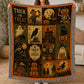 Vintage Halloween Quilt Fleece Blanket, Tales From Halloween Night Woven Blanket, Sherpa Blanket Spooky Season Gift For Cat Lover