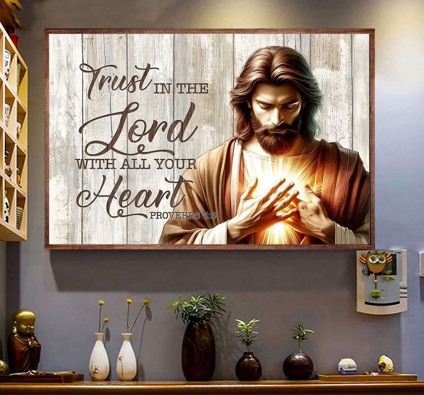 Trust In The Lord With All Your Heart, Motivational Canvas Painting, Christ Wall Art Decor, Poster Gift For Christians Lovers