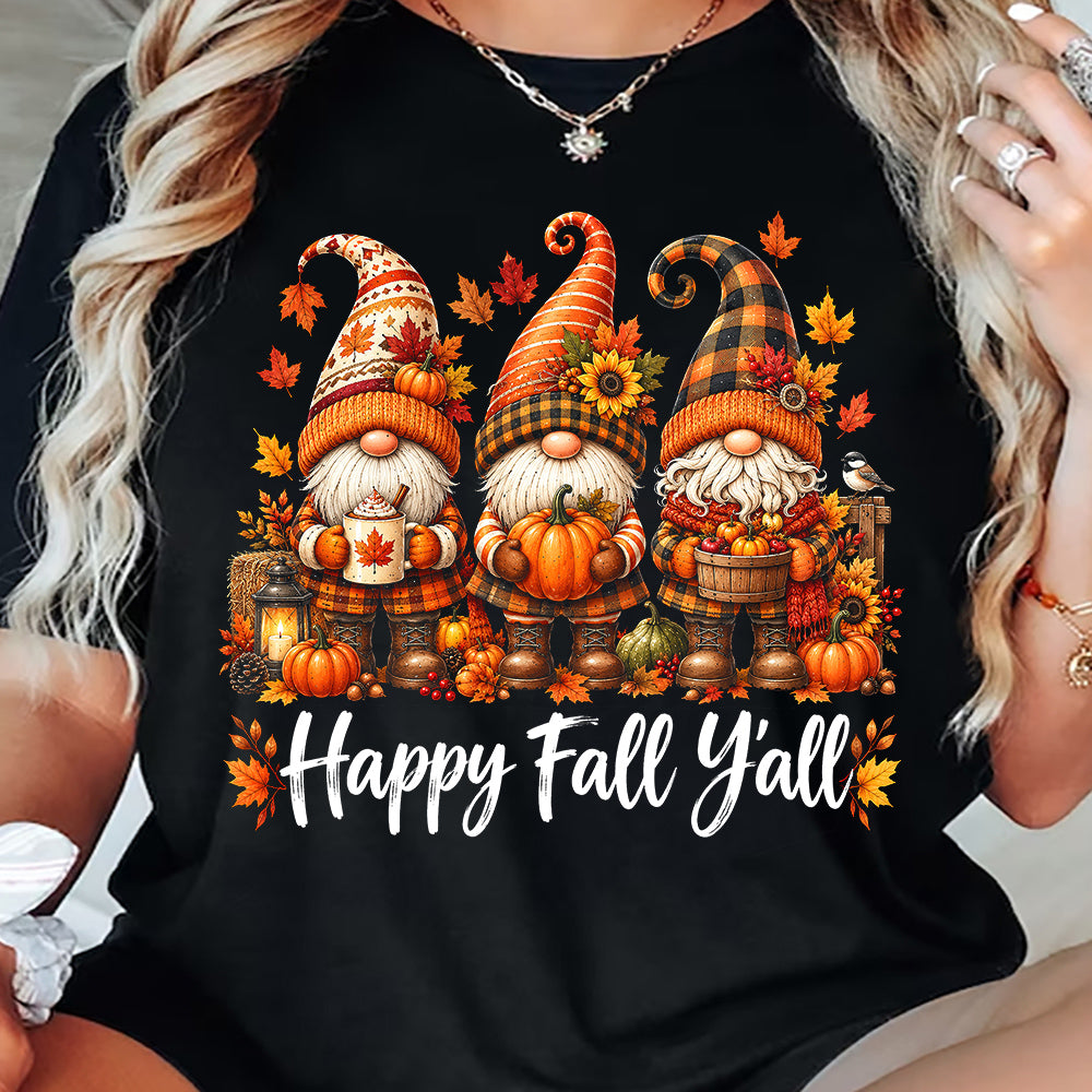 Vintage Thanksgiving Gnomie T-shirt, Happy Fall Y'all Tees Thankful Gift For Gnomes Lover