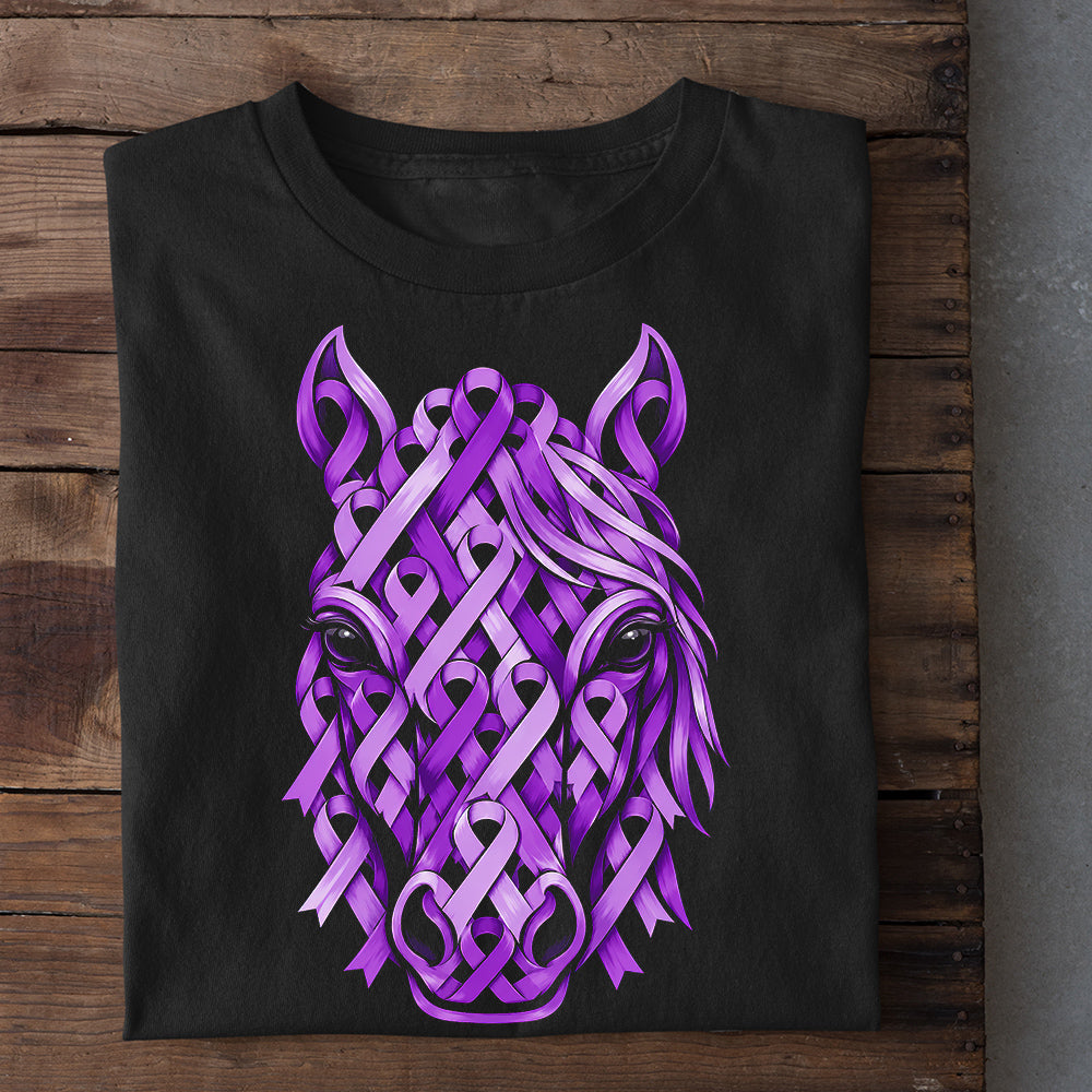 Horse Pancreatic Cancer Awareness T-shirt, Purple Awareness Ribbons Horse Tees Gift For Horse Lovers