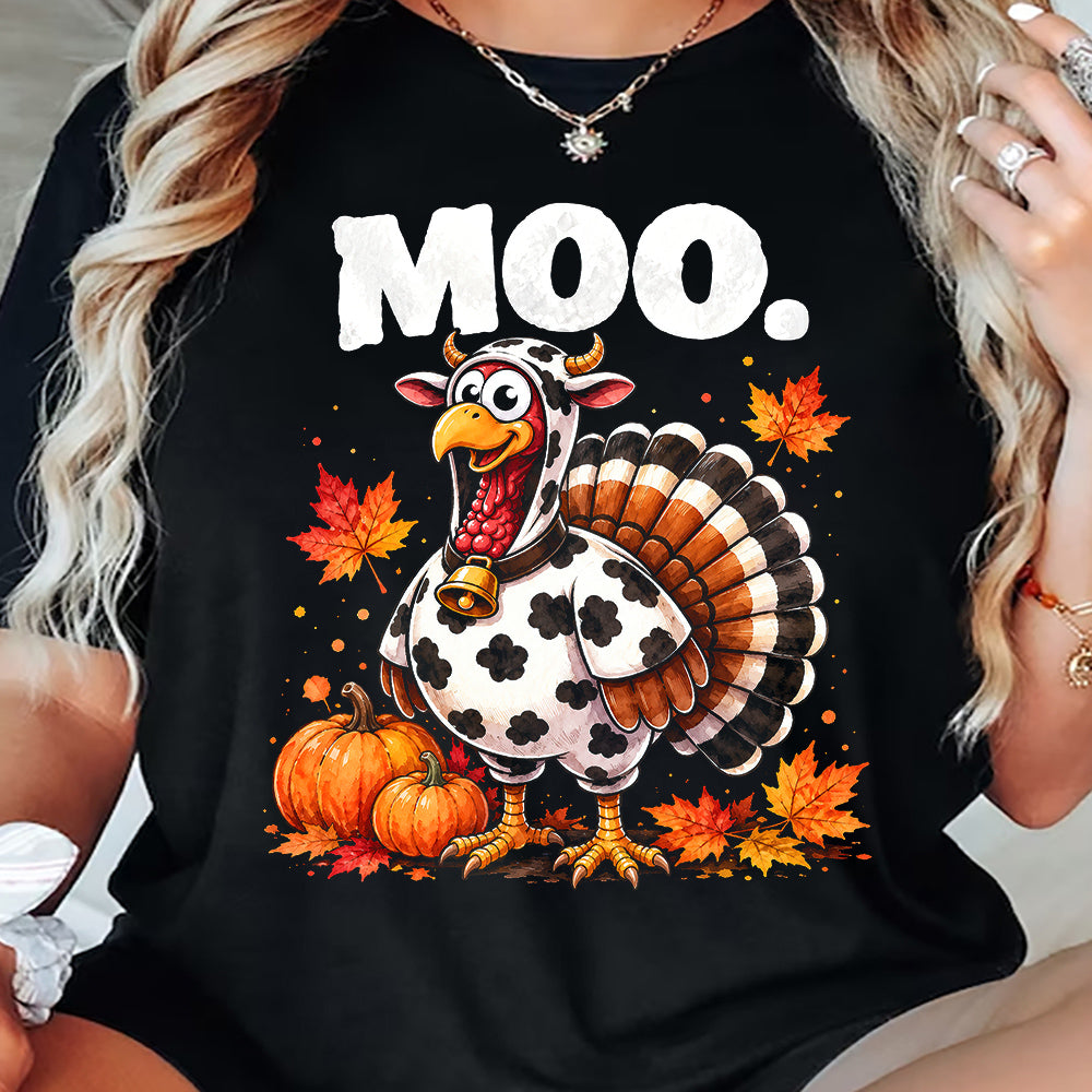Funny Thanksgiving Cow T-shirt, MOO-ve Over Turkey, Thankful Gift For Cow Lovers, Farmer Tee