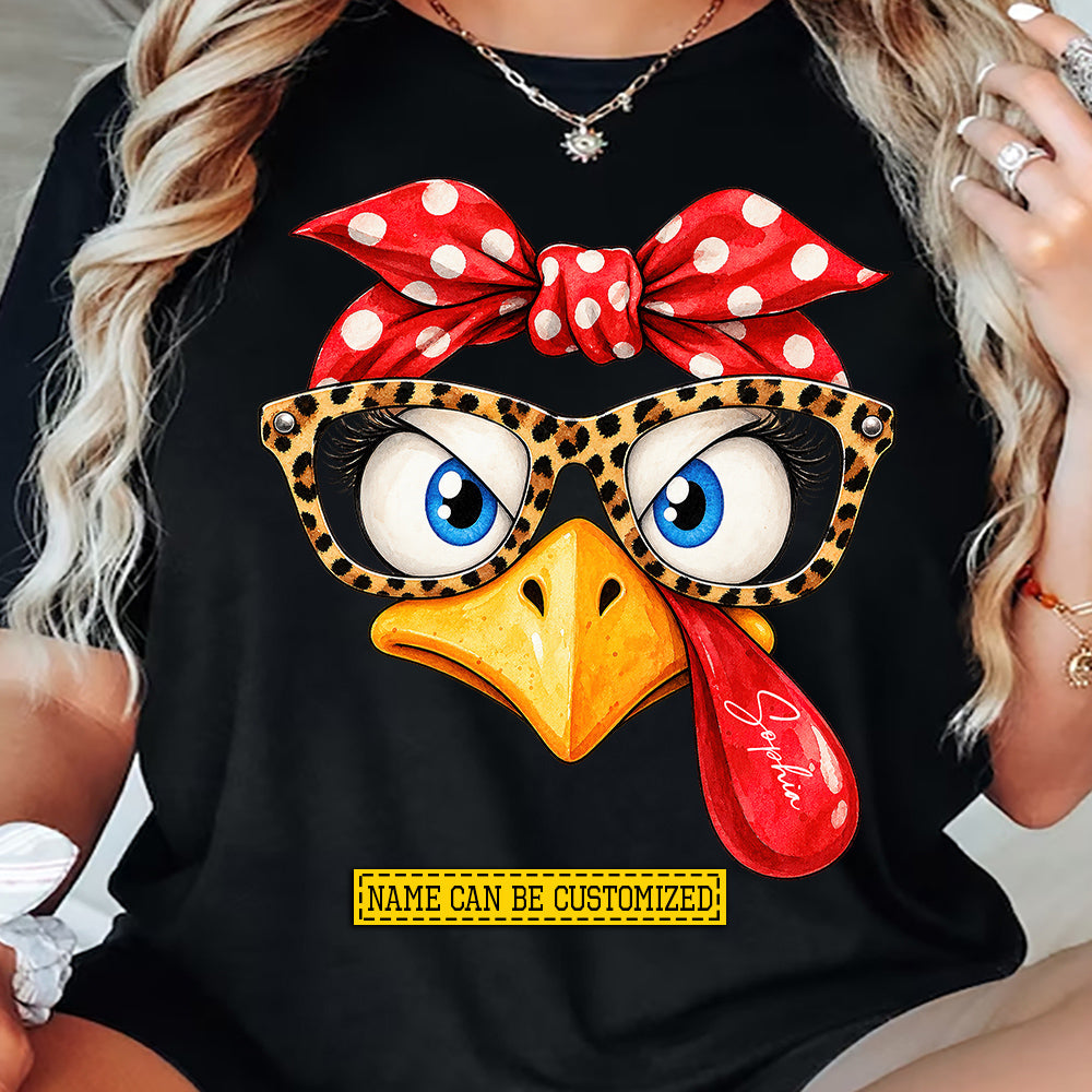 Personalized Thanksgiving Turkey T-shirt, Sassy Turkey In Leopard Glasses Tees Thankful Gift For Turkey Lover
