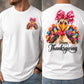 Funny Girl Thanksgiving Turkey Two-sided T-shirt, Happy Thanksgiving Tees Thankful Gift For Turkey Lover
