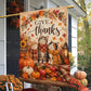 Thanksgiving Cat Garden & House Flag, Give Thanks Outdoor Decor, Thankful Yard Decor Gift For Cat Lover
