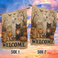 Vintage Halloween Cat Garden & House Flag, Welcome Yard Flag, Spooky Season Gift For Cat Lover