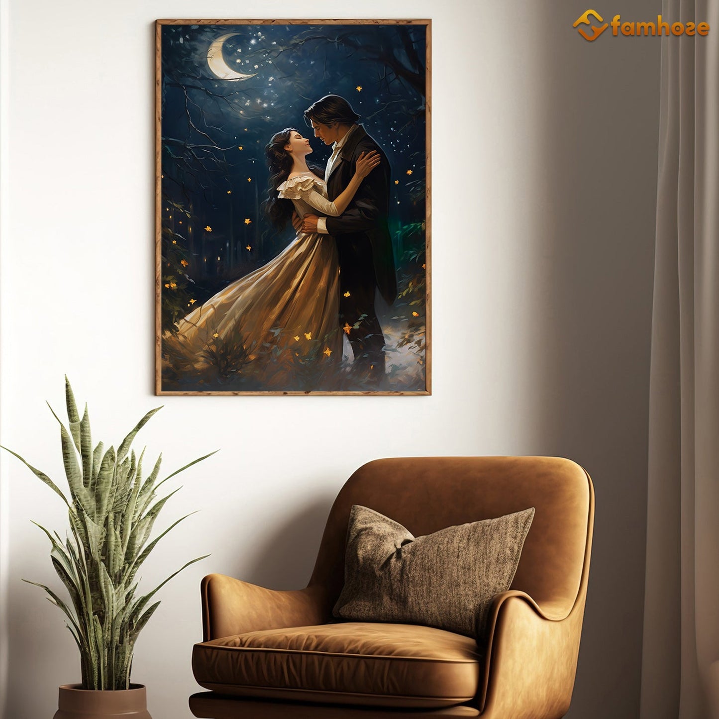 Enchanted Moonlit Serenade A Love Story Amidst the Stars, Victorian Christmas Canvas Painting, Xmas Wall Art Decor - Christmas Poster Gift
