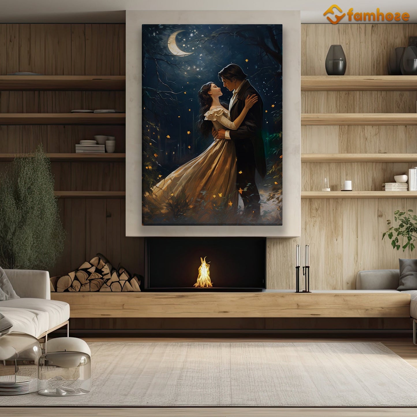 Enchanted Moonlit Serenade A Love Story Amidst the Stars, Victorian Christmas Canvas Painting, Xmas Wall Art Decor - Christmas Poster Gift