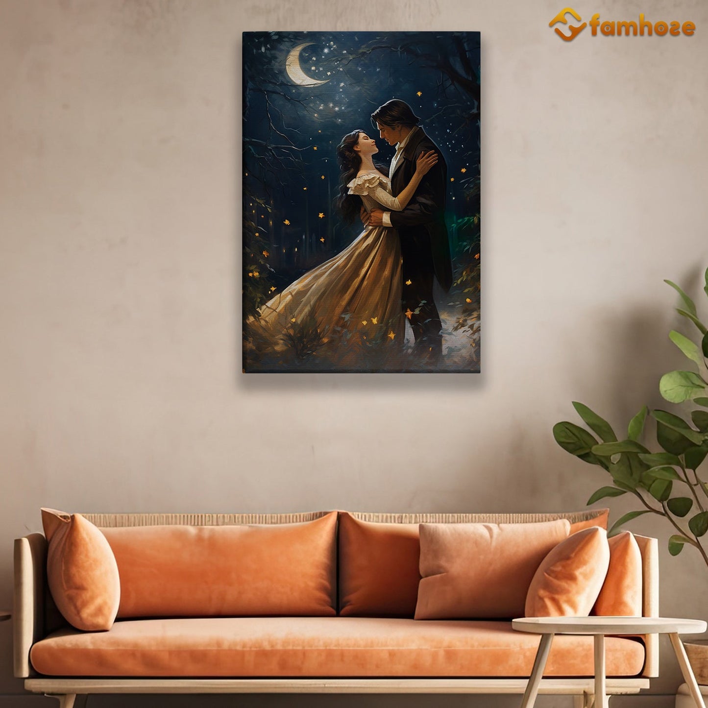 Enchanted Moonlit Serenade A Love Story Amidst the Stars, Victorian Christmas Canvas Painting, Xmas Wall Art Decor - Christmas Poster Gift