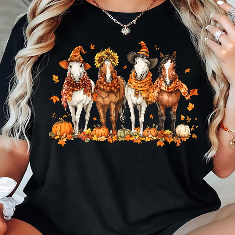 Thanksgiving Horse T-shirt, Four Horses Of Fall Tees Thankful Gift For Horse Lover