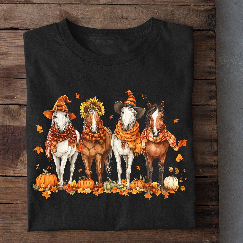 Thanksgiving Horse T-shirt, Four Horses Of Fall Tees Thankful Gift For Horse Lover