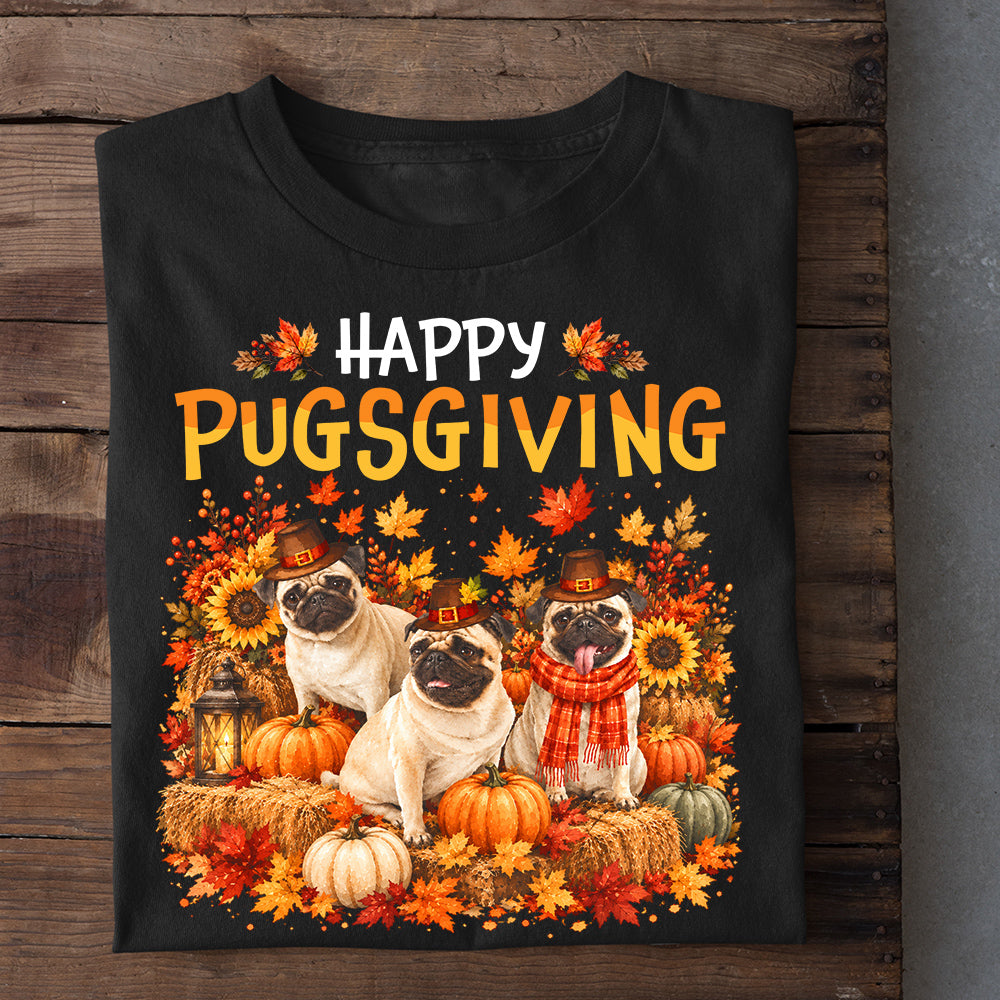 Thanksgiving Pug Dog T-shirt, Happy Pugsgiving Tees Thankful Gift For Dog Lover