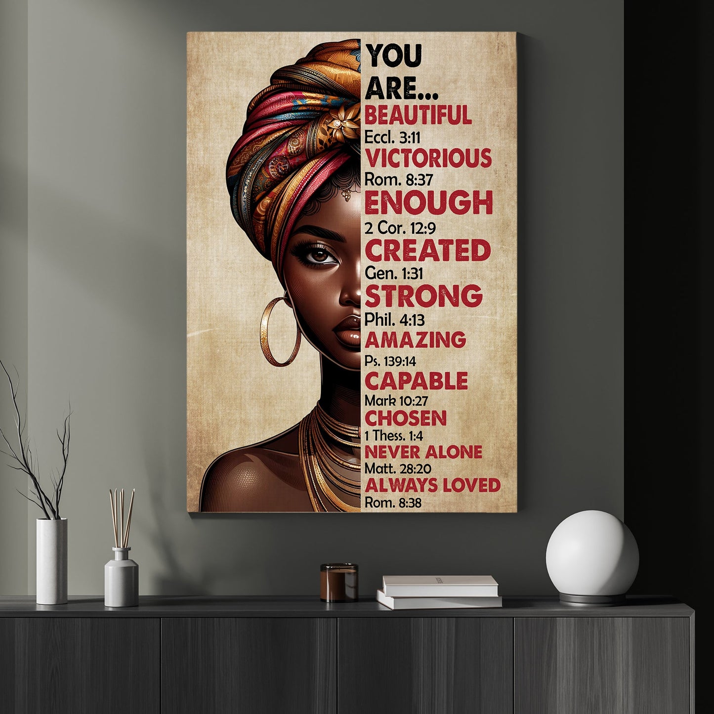 You Are Beautiful Victorious, Motivational Black Girl Canvas Painting, Inspirational Quotes Wall Art Decor, Poster Gift For Black Girls