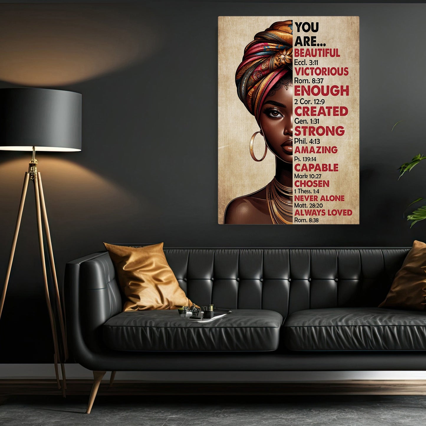 You Are Beautiful Victorious, Motivational Black Girl Canvas Painting, Inspirational Quotes Wall Art Decor, Poster Gift For Black Girls