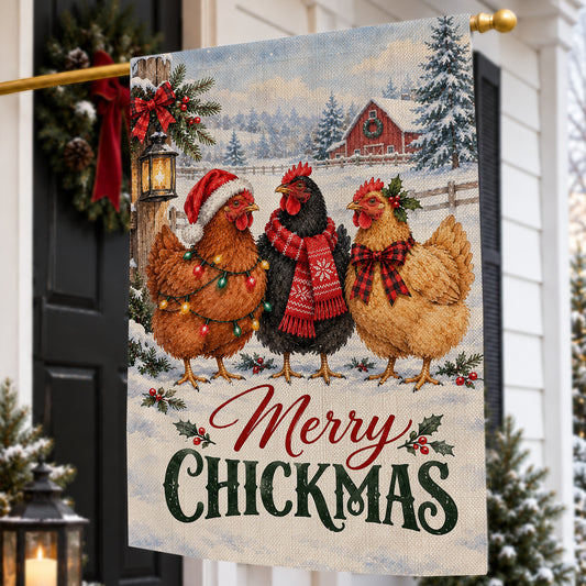 Merry Christmas Chicken Farm Garden & House Flag, Have Yourself A Merry Little Chickmas Yard Flag, Xmas Gift For Chicken Lover