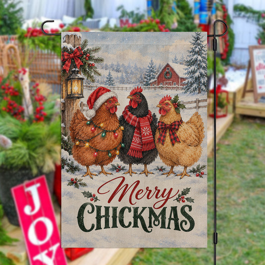 Merry Christmas Chicken Farm Garden & House Flag, Have Yourself A Merry Little Chickmas Yard Flag, Xmas Gift For Chicken Lover