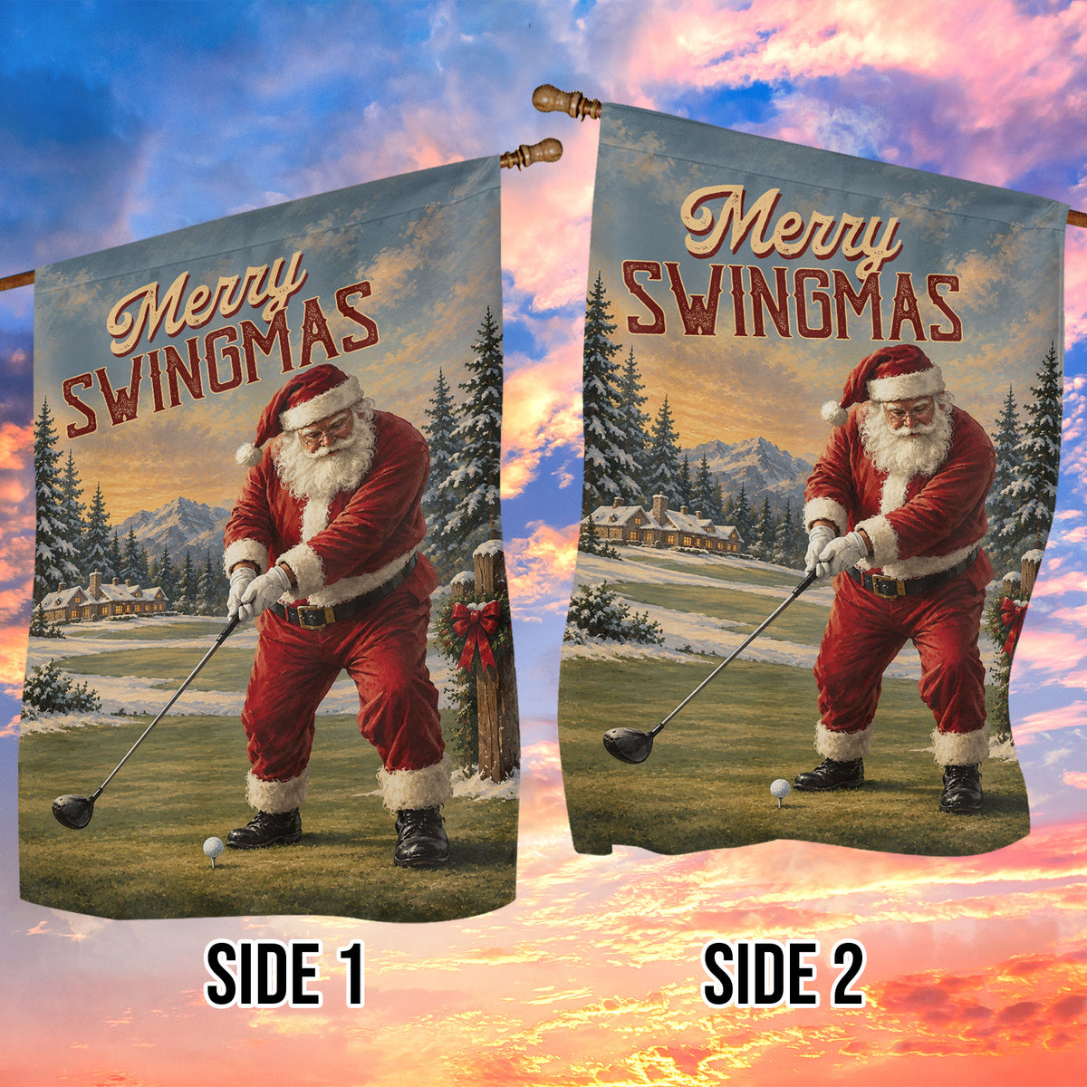Christmas Golf Garden & House Flag, Merry Swingmas Yard Flag, Vintage Xmas Gift To Golf Lover