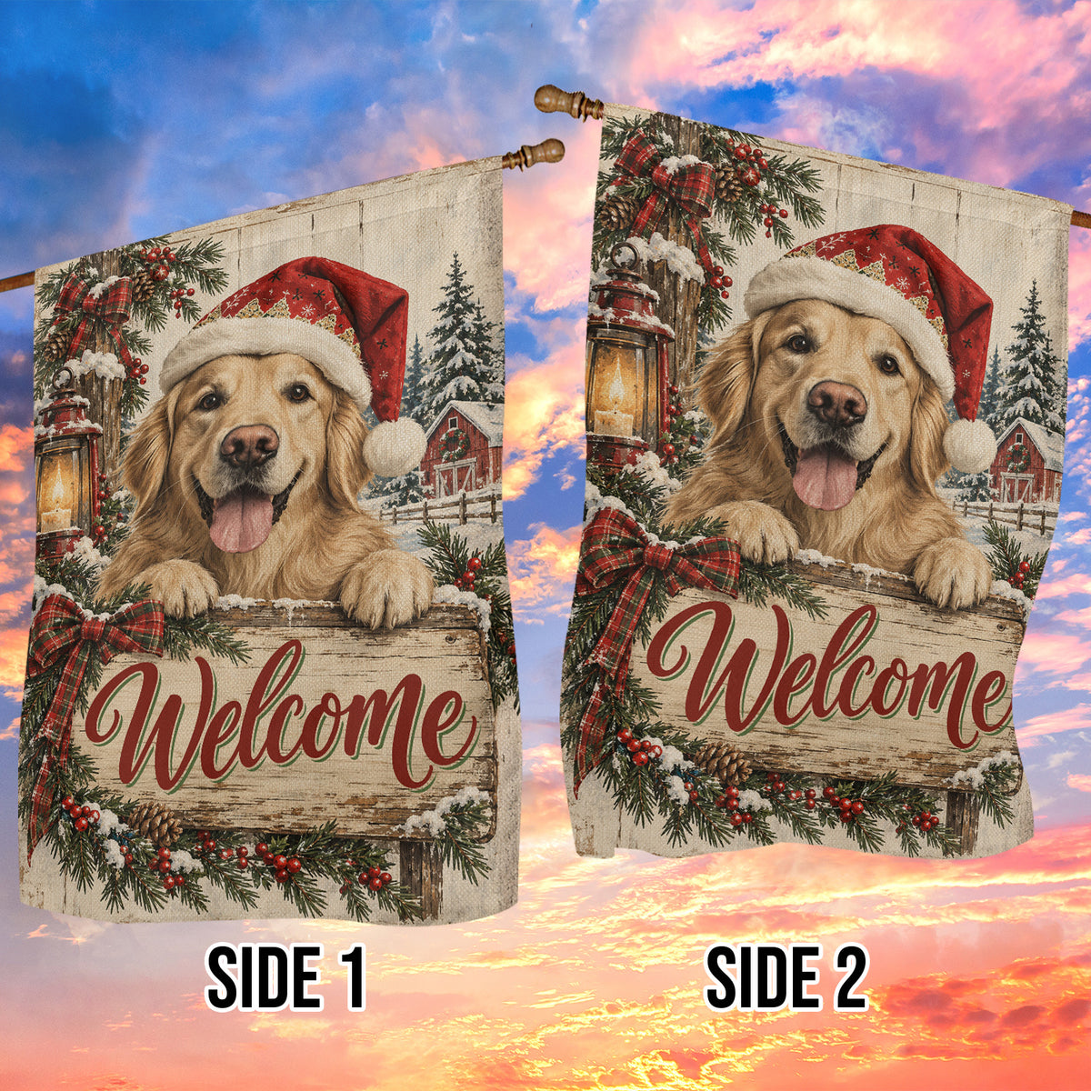 Christmas Welcome Labrador Retriever Dog Garden & House Flag, Santa’s Cutest Greeter Yard Flag, Xmas Gift For Dog Lover