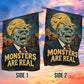 Funny Halloween Trump Zombie Garden & House Flag, Monsters Are Real Yard Flag Spooky Season Gift